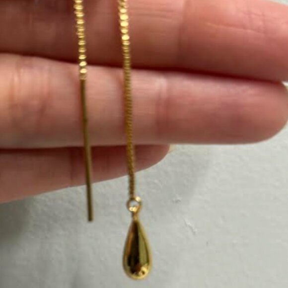 Club Monaco Gold Teardrop Threader Earrings - Picture 3 of 4